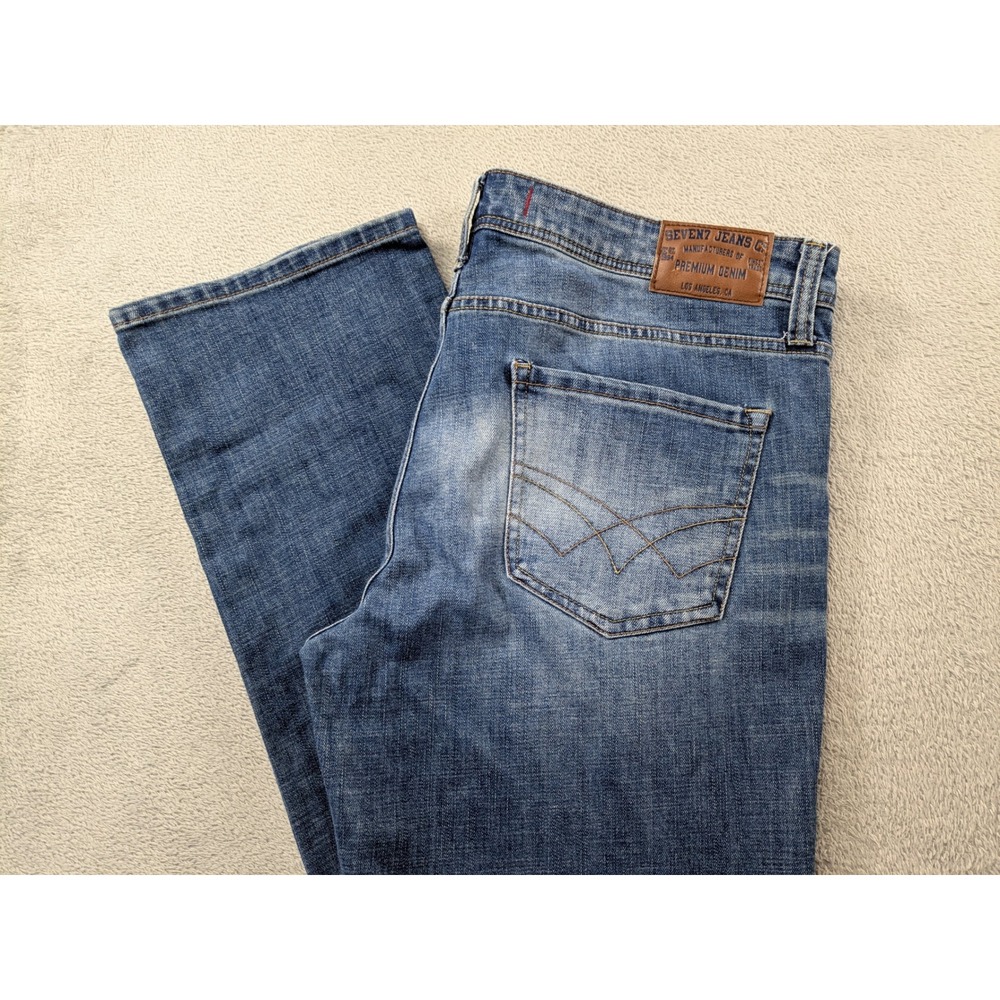 Seven7 Mens Straight Fit Jeans Medium Wash Blue Denim W34 L32 Stretch 38x32